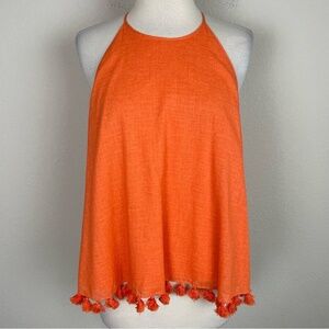 Tory Burch Orange Grove Lindsay Tassel Halter Top Size 8